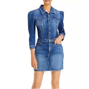MOTHER Blue Denim Long Sleeve Dress